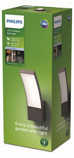 Philips Splay aplică LED exterior antracit 4.000 K, Negru, Metal