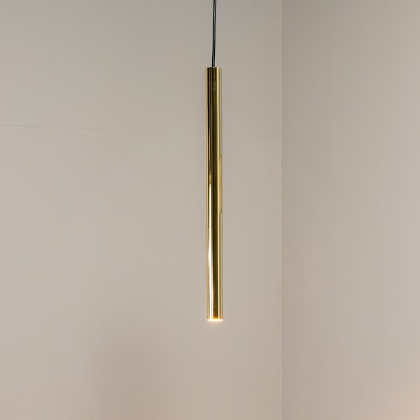 Euluna Lampă suspendată Sone, 1 bec, alamă, reglabil, Auriu / Alamă, Camera de zi / sufragerie, Metal