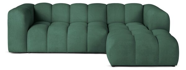 Colțar verde cu tapițerie din catifea (cu colț pe partea dreaptă, cu șezlong) Cube – Bonami Selection