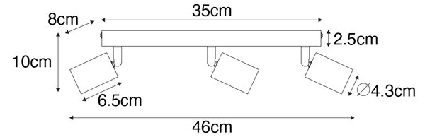 Spotlight modern alb dreptunghiular cu 3 lumini - Facil