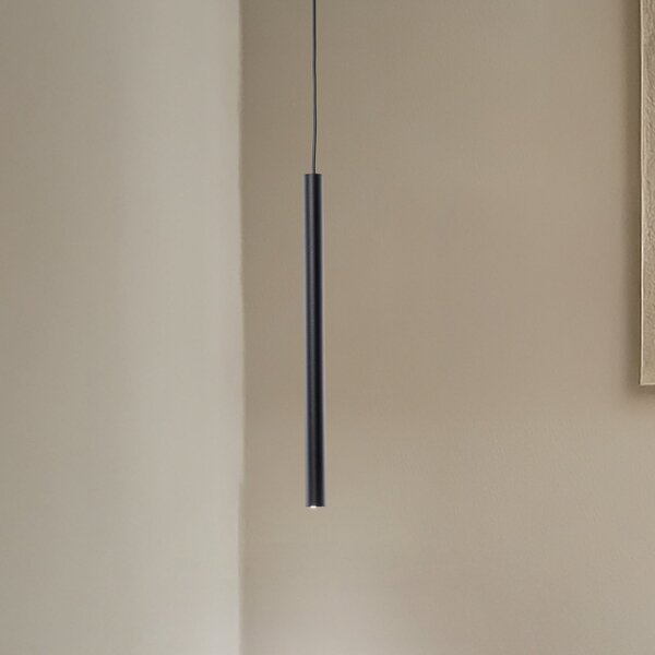 Euluna Lampă suspendată Sone, 1 bec, negru, reglabil, Negru, Camera de zi / sufragerie, Metal