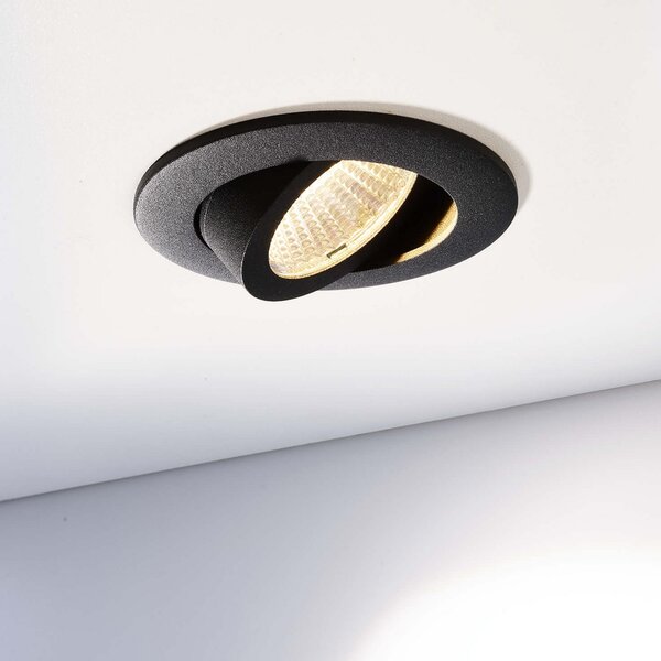 Deko-Light Spot LED încastrabil în tavan Dione 3.000 K negru, reglabil, Negru, Camera de zi / sufragerie, Metal, Modern, Corpuri de iluminat încastrate rotunde