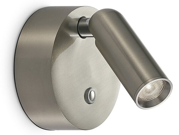 IDEAL LUX Spot de perete cu baterie LED Bean, nichel, lățime 8 cm, reglabil, Metalic, Camera de zi / sufragerie, Metal, Modern