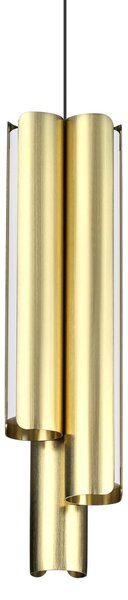 IDEAL LUX Lampă suspendată LED Dorica, alamă, Ø 9 cm, metal, 3 becuri, reglabil, Auriu / Alamă, Camera de zi / sufragerie, Aluminiu, Modern