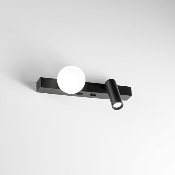 IDEAL LUX Aplică LED Binomi, negru, lățime 22 cm, 2 becuri, Negru, Camera de zi / sufragerie, Metal, Modern, Spot de perete