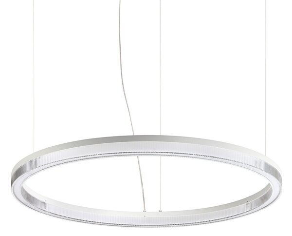 IDEAL LUX Lampă suspendată LED Crown, Ø 80 cm, albă, metal, Alb, Camera de zi / sufragerie, Metal, Modern