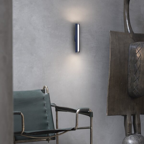 IDEAL LUX Aplică LED Dorica, albastră, înălțime 30 cm, metal, Albastru, Camera de zi / sufragerie, Aluminiu, Modern
