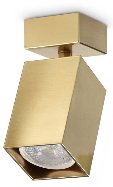 IDEAL LUX Spot de tavan Dynamite Square, finisaj alamă, lungime 5,7 cm, Auriu / Alamă, Camera de zi / sufragerie, Metal, Modern