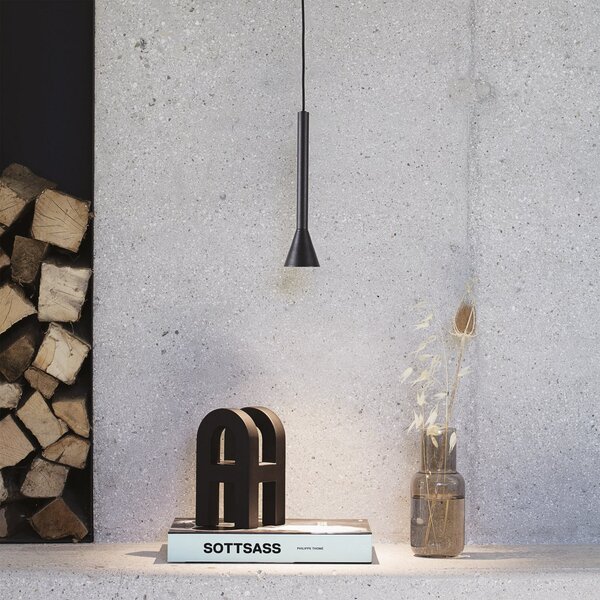 IDEAL LUX Lampă suspendată LED Diesis, negru, Ø 6 cm, metal, Negru, Camera de zi / sufragerie, Metal, Modern