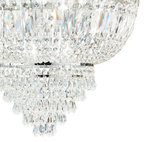 IDEAL LUX Aplică Dubai, crom/transparent, lățime 25 cm, cristal, reglabil, Metalic, Camera de zi / sufragerie, Sticlă