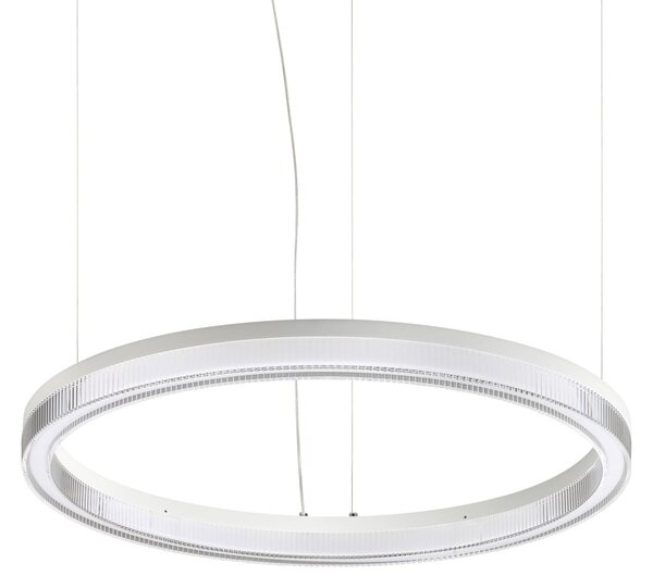 IDEAL LUX Lampă suspendată LED Crown, Ø 60 cm, albă, metal, Alb, Camera de zi / sufragerie, Metal, Modern