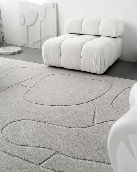 Covor gri deschis din lână 200x300 cm Morphic – Agnella