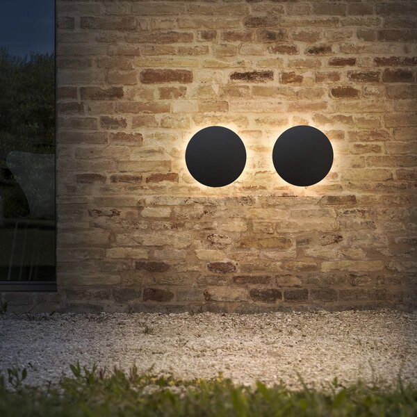 IDEAL LUX Lampa de perete pentru exterior cu LED Punto, negru, Ø 30 cm, Negru, Metal, Modern