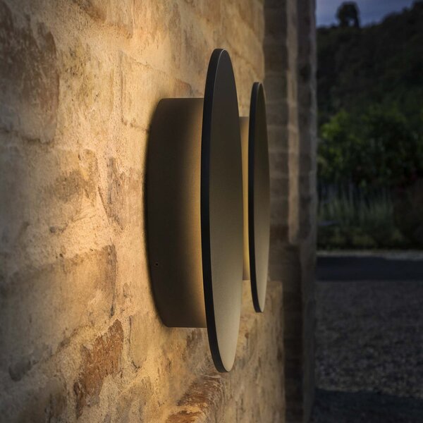 IDEAL LUX Lampa de perete pentru exterior cu LED Punto, negru, Ø 30 cm, Negru, Metal, Modern