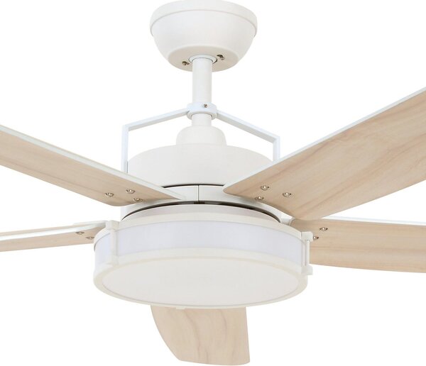 Beacon Lighting Ventilator de tavan cu lumină Louisville, alb, silențios, reglabil, Lemn, Camera de zi / sufragerie, Lemn