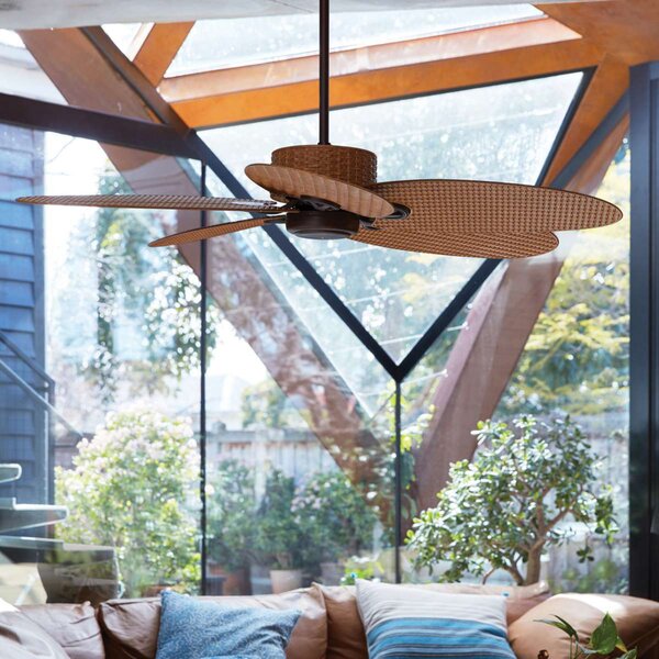 Beacon Lighting Ventilator de tavan Fijian II, maro, Ø 132 cm, silențios, Maro / Rugină, Camera de zi / sufragerie, Plastic