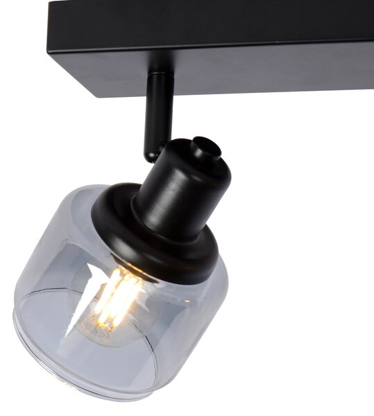 Lucide Bjorn plafonieră 2 becuri negru/gri fumuriu, reglabil, Negru, Camera de zi / sufragerie, Metal, Modern