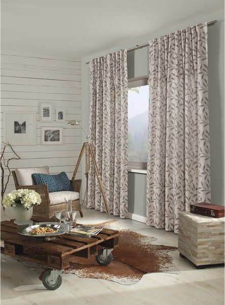 Draperie gri-bej din amestec de in 140x245 cm List – Sehlbach