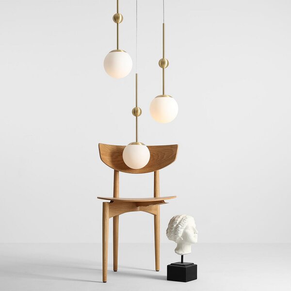 ALDEX Lampa suspendată Joel, rondel alamă/alb, 3 becuri, reglabil, Auriu / Alamă, Camera de zi / sufragerie, Metal