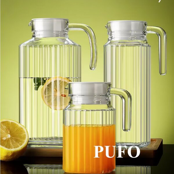 Carafa eleganta Pufo Simply din sticla pentru apa, limonada, suc, sos, 0.5 L, transparent