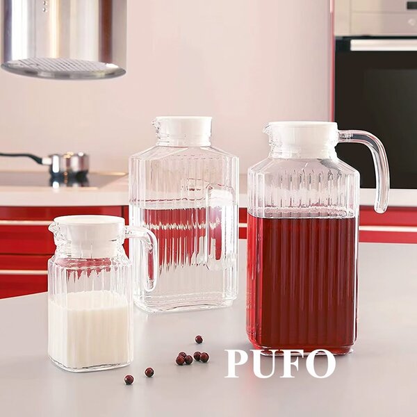 Carafa eleganta Pufo Simply din sticla pentru apa, limonada, suc, sos, 0.5 L, transparent
