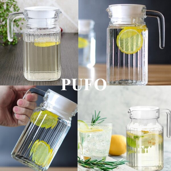 Carafa eleganta Pufo Simply din sticla pentru apa, limonada, suc, sos, 0.5 L, transparent