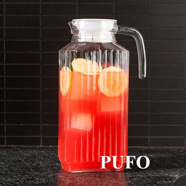 Carafa eleganta Pufo Simply din sticla pentru apa, limonada sau suc, 2L, transparent
