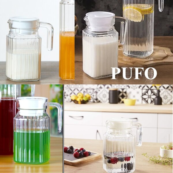Carafa eleganta Pufo Simply din sticla pentru apa, limonada, suc, sos, 0.5 L, transparent