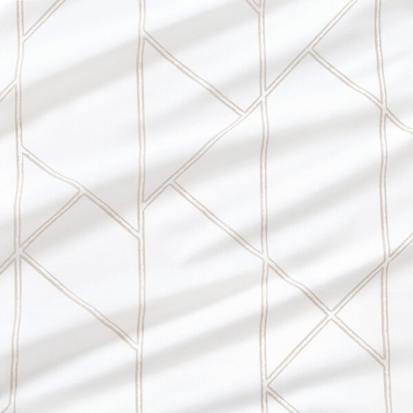 Goldea lenjerie de pat din 100% bumbac - linii geometrice pe alb și latte 140 x 200 și 50 x 70 cm