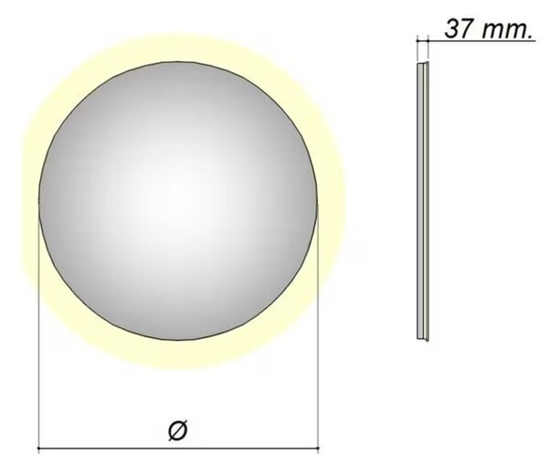 Kronenbach Moon oglindă 80x80 cm rotund cu iluminare cu covoraș de încălzire KBM80