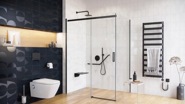 Excellent Meteor calorifer de baie decorativ 137x50 cm negru GREX.ME137.BL