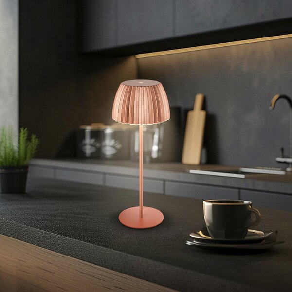 Briloner Lampa de masă cu LED și baterie reîncărcabilă Brilo unplugged Riffle, 36 cm,, reglabil, Cupru, Camera de zi / sufragerie, Metal