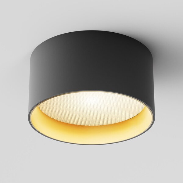 Maytoni LED downlight Vega, negru / auriu, Ø 14 cm, 15W, aluminiu, Negru, Camera de zi / sufragerie, Aluminiu