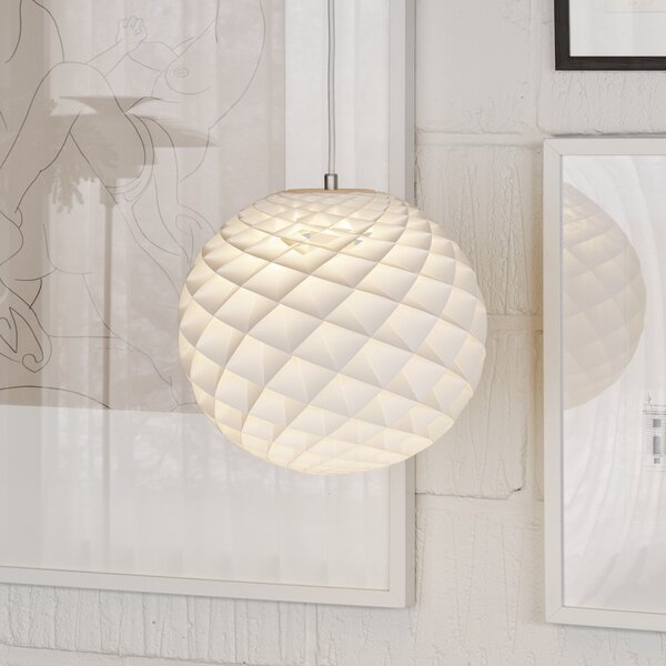 Louis Poulsen Patera Lampă suspendată, albă, Ø 30 cm, reglabil, Alb, Camera de zi / sufragerie, Plastic, Design