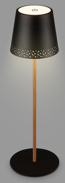Briloner Kiki LED lampă de masă reîncărcabilă, negru / aur, IP44, 3,000K, reglabil, Negru, Metal, Modern