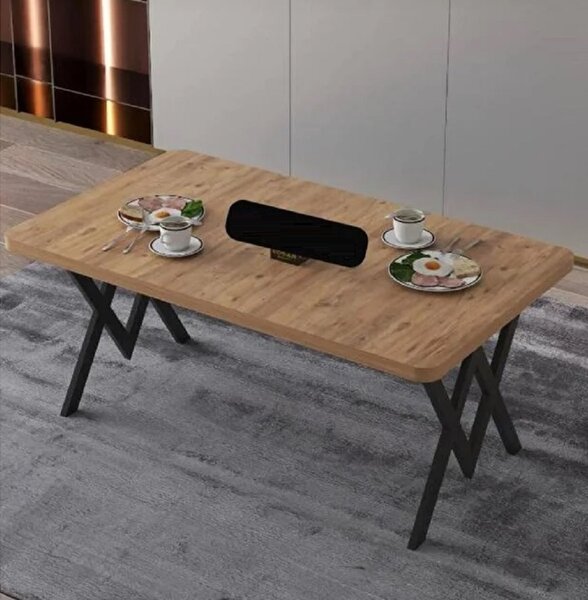 Masa bucatarie texturata, nuc-negru, 120x80x75 cm, A0100