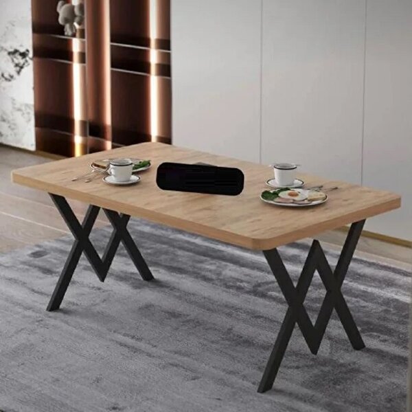 Masa bucatarie texturata, nuc-negru, 120x80x75 cm, A0100