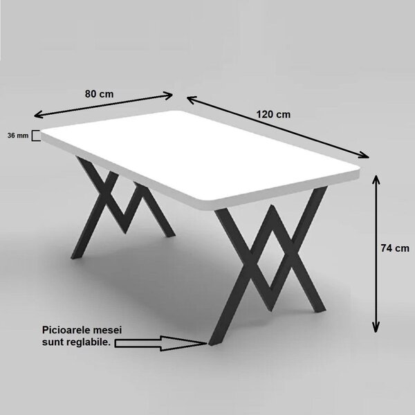 Masa bucatarie texturata, nuc-negru, 120x80x75 cm, A0100