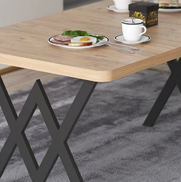 Masa bucatarie texturata, nuc-negru, 120x80x75 cm, A0100