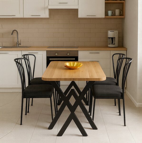 Masa bucatarie texturata, nuc-negru, 120x80x75 cm, A0100