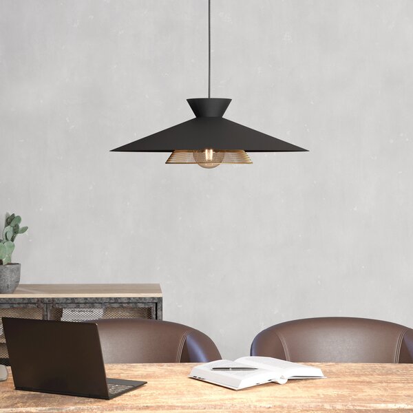 EGLO Grizedale lampă suspendată 1 bec, negru/alamă, reglabil, Negru, Camera de zi / sufragerie, Metal