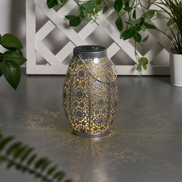 Pauleen Sunshine Temptation Lanternă solară cu LED-uri 23 cm, Gri, Metal, Marocan / Oriental, Lumini solare