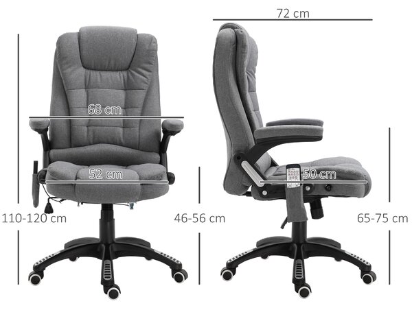 Vinsetto Fotoliu Relax cu 6 Zone de Masaj, Spătar Reglabil și Design Ergonomic, Gri | Aosom Romania