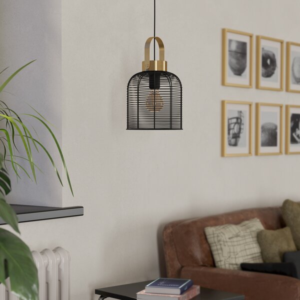 EGLO Roundham lampă suspendată, diametru 22 cm, reglabil, Negru, Camera de zi / sufragerie, Metal