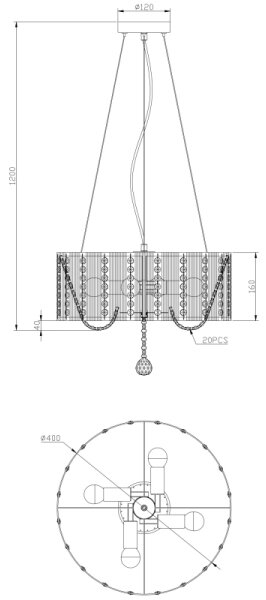 Globo 15091H - Lustră de cristal pe cablu WALLA 4xE14/40W/230V