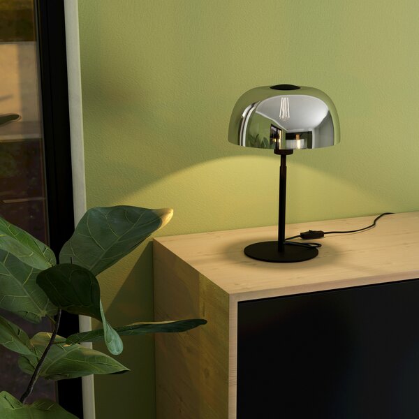 EGLO Solo 2 lampă de masă, negru transparent/negru, Negru, Camera de zi / sufragerie, Metal, Modern