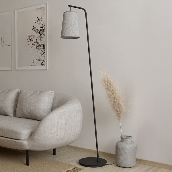 EGLO Alsager lampadar cu abajur din pâslă, Negru, Camera de zi / sufragerie, Metal