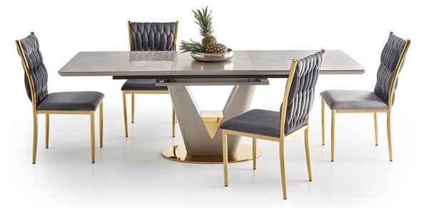 Masă de sufragerie Valencia (gri deschis + auriu). 1038766