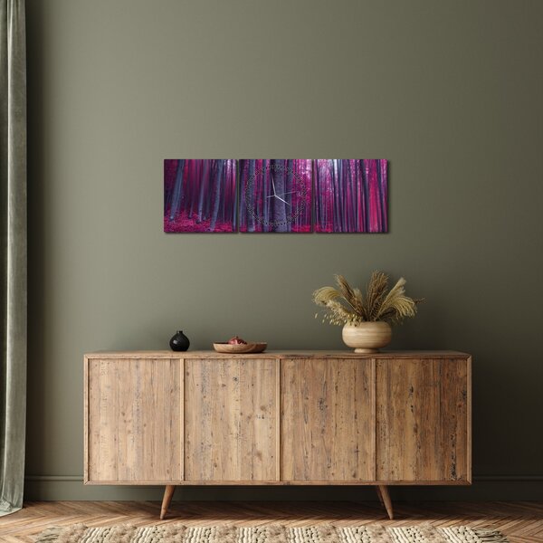 Tablou - Pădurea roz (cu ceas) (90x30 cm)