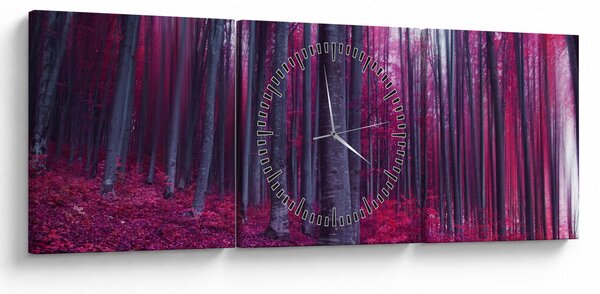 Tablou - Pădurea roz (cu ceas) (90x30 cm)